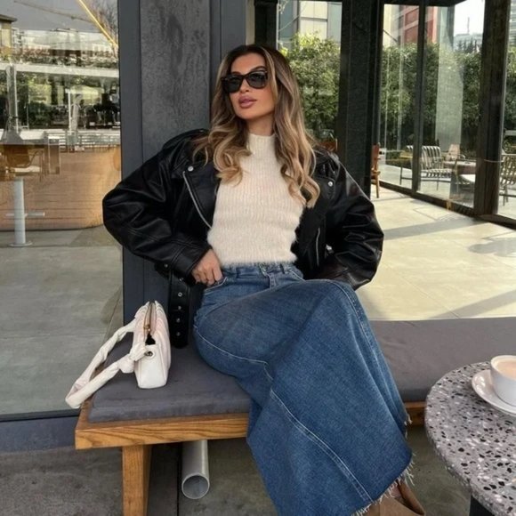 Zara Stretch Denim Pencil Skirt - Picture 6 of 13